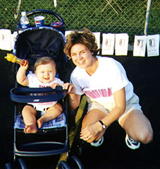 Image of Mother and baby in stroller from the Relay for Life race.
