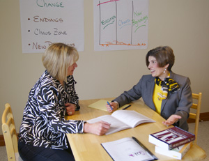 Image of Jan Hovrud working with a professional in a one-on-one coaching session.