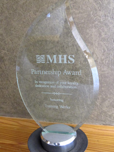 Image of MHS Award received by Training Werks in 2011
